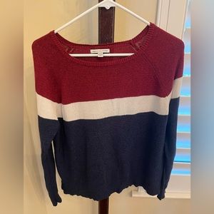 Burgundy, White, Navy colorblock American Eagle sweater size medium
